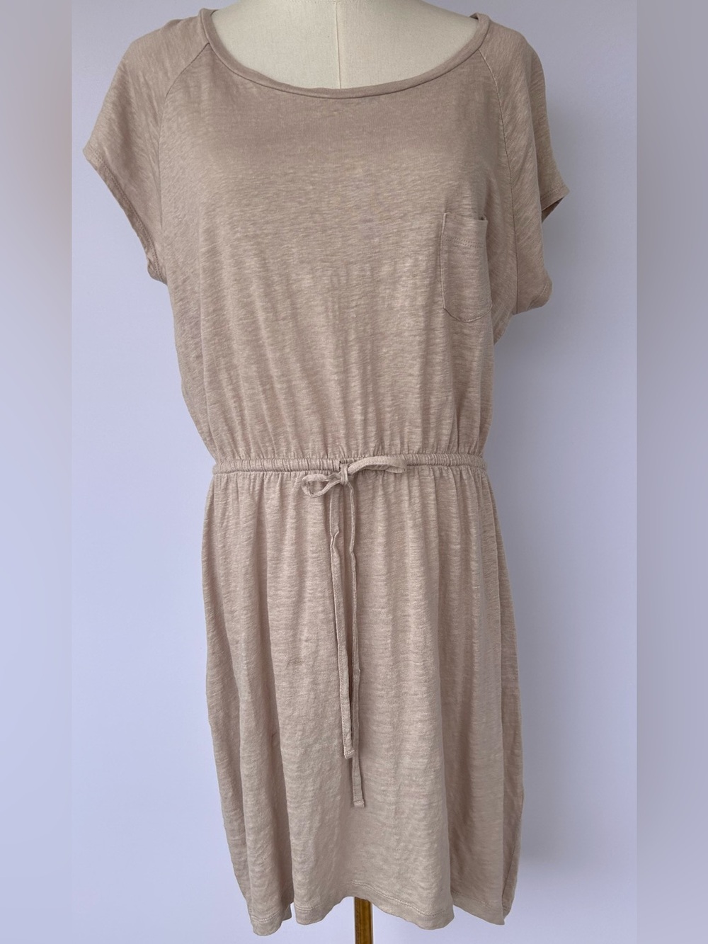 Cynthia Rowley Women’s 100% Linen High-Low Dress Drawstring‎ Waist Size Large